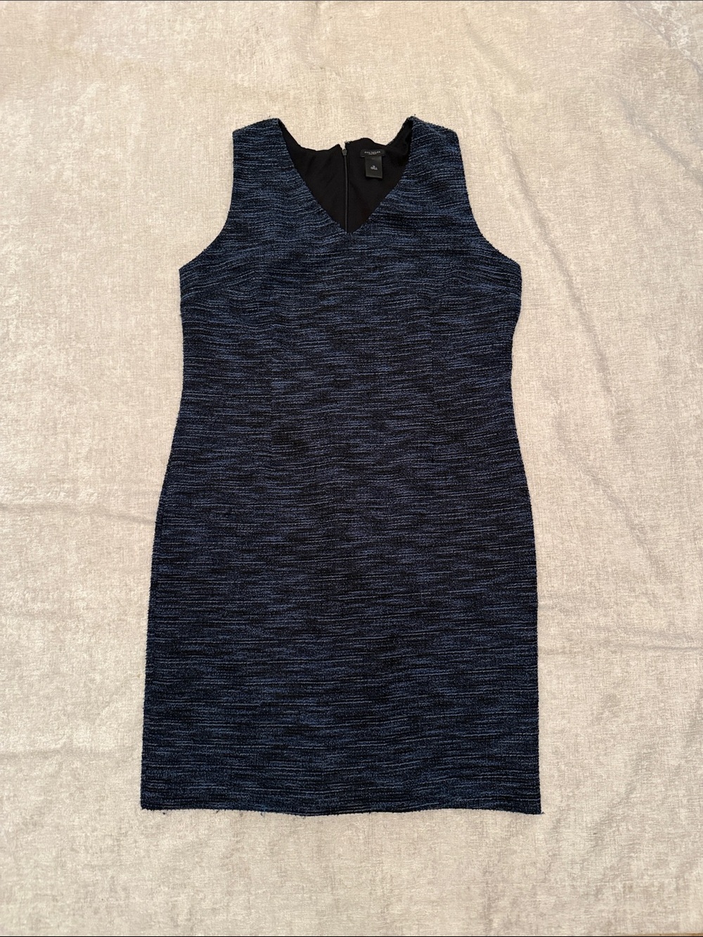 Ann Taylor Factory Navy Textured V-Neck Sleeveless Sheath Dress